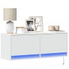 Comodă TV perete vidaXL, 100cm, albă, cu LED RGB, 2 sertare, spațiu depozitare, design modern