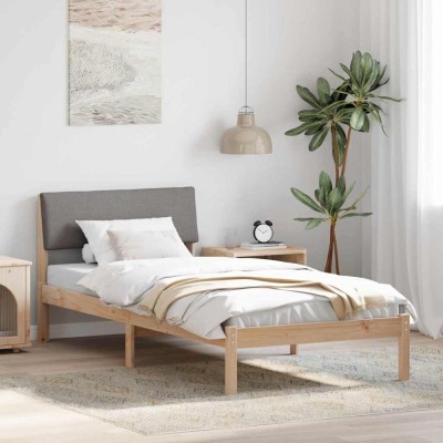 vidaXL Cadru de pat Maroniu și taupe 100 x 200 cm Lemn masiv de pin 878562 foto
