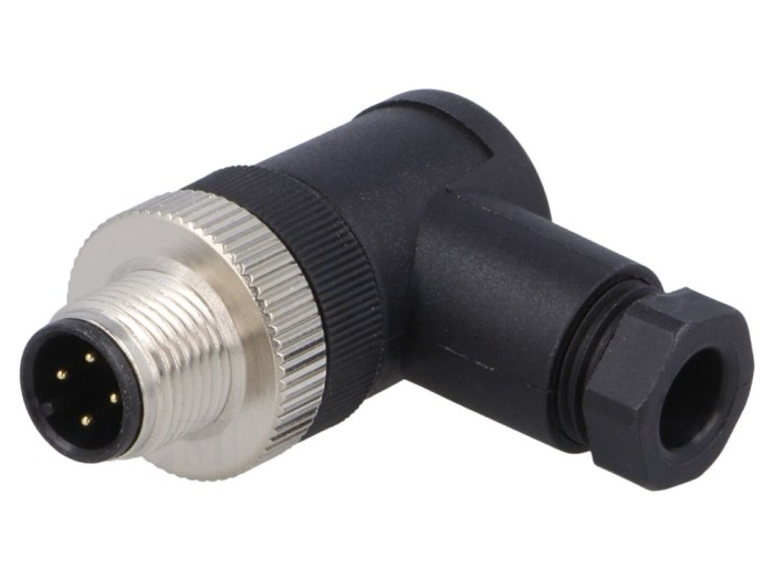 Conector M12 4 pini, 90&deg;, IP67