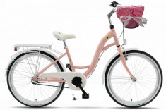 Bicicleta copii Kands&amp;reg; Olivia Aluminiu Roata 24&amp;#039;&amp;#039; 130-165 cm inaltime, 3 viteze Shimano, Roz foto