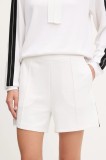 EA7 Emporio Armani pantaloni scurți culoarea alb, cu imprimeu, high waist, AF12643.7W000176