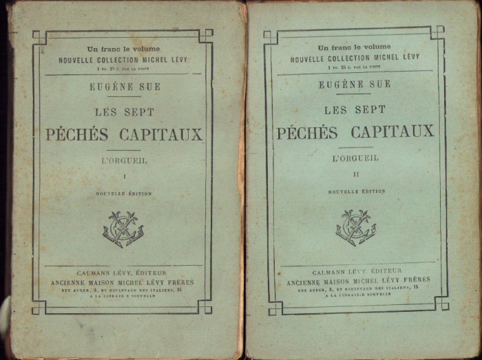 HST C4121N Les sept p&eacute;ch&eacute;s capitaux L&#039;orgueil par Eugen Sue 1887 tome I+II