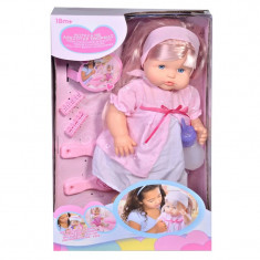 Papusa interactiva Baby Doll cu bentita si rochie roz, 3 ani+ foto