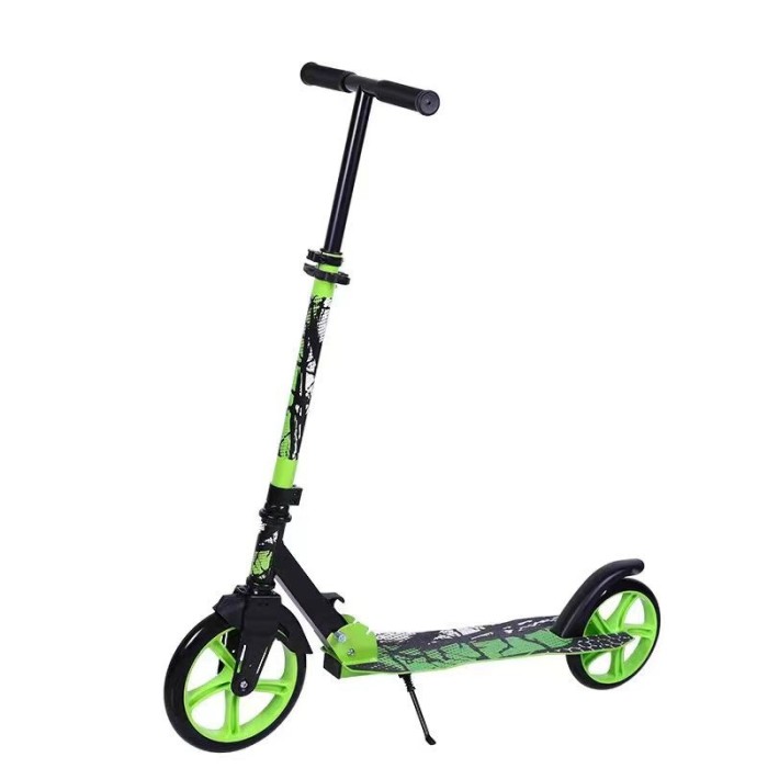 Trotineta cu 2 roti, cadru din otel, roti 18 si 23 cm din PU, frana, 88.8 x 35 x 104 cm, Verde