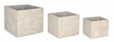 Cumpara ieftin Set 3 ghivece flori fibra sticla bej Meili 37x37x31h; 45x45x38h; 55x55x46h