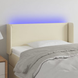 VidaXL Tăblie de pat cu LED, crem, 93x16x78/88 cm, piele ecologică