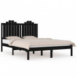 Cadru pat 5FT King Size, negru, 150x200 cm, lemn masiv de pin