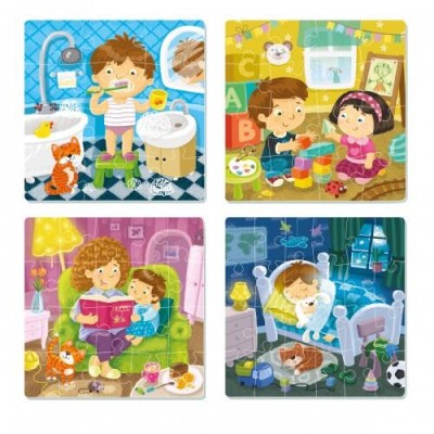 Puzzle 4 in 1 - Activitatile zilnice (12, 16, 20, 24 piese) foto