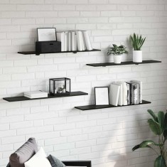 Raft pentru cărți 4 pcs Negru 100 x 20 x 1.5 cm Lemn compozit foto