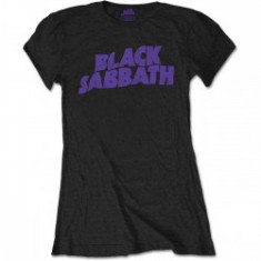 Tricou Dama Black Sabbath: Wavy Logo Vintage foto