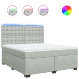 Cumpara ieftin Pat box spring cu saltea, gri deschis, 180x200 cm, catifea