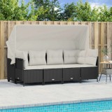 Cumpara ieftin Gossi set mobilier de gradina cu perne, 5 piese, negru, poliratan