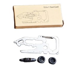 Card Multifunctional , 15 in 1, Surubelnita, Desfacator, Argintiu, 66x31x2.5mm