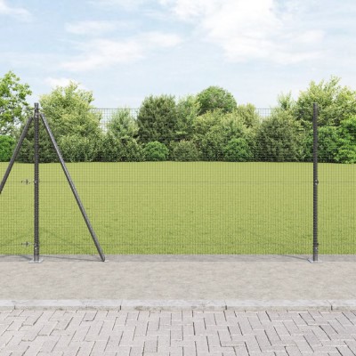 vidaXL &amp;Icirc;ngrădire din s&amp;acirc;rmă sudată cu 13 st&amp;acirc;lpi flansați Gri 1.2x25 m Oțel foto