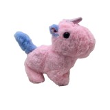 Unicorn roz din plus cu baterii care topaie si emite sunete