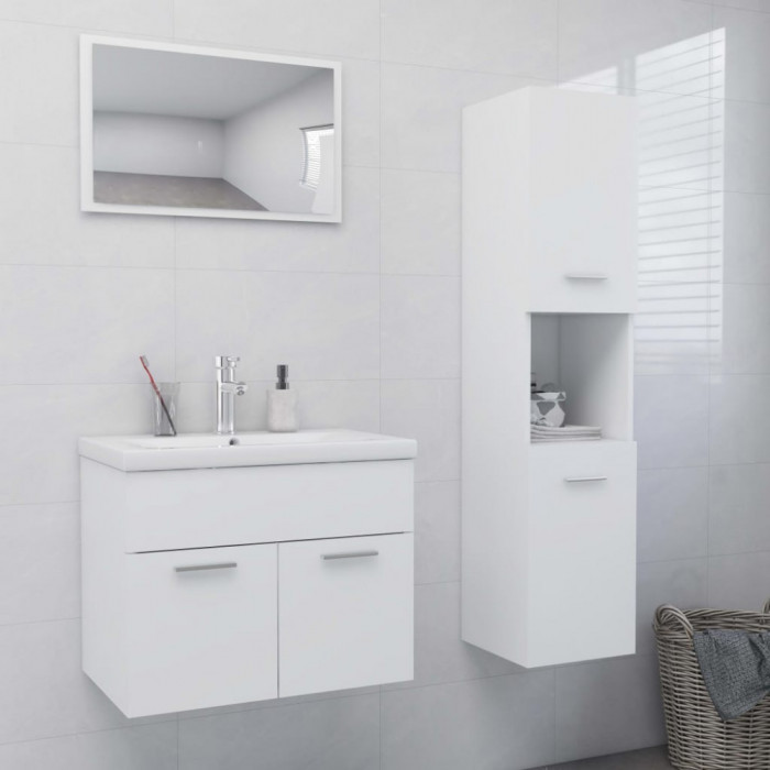 Gossi set mobilier de baie, alb, lemn prelucrat