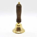 Clopotel auriu cu maner din lemn 12cm, Stonemania Bijou