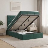 Cumpara ieftin Pat ottoman cu saltea Verde inchis 120 x 200 cm Catifea