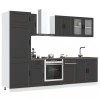 Set dulap de bucătărie 8 piese &bdquo;Kalmar&rdquo; lemn negru prelucrat