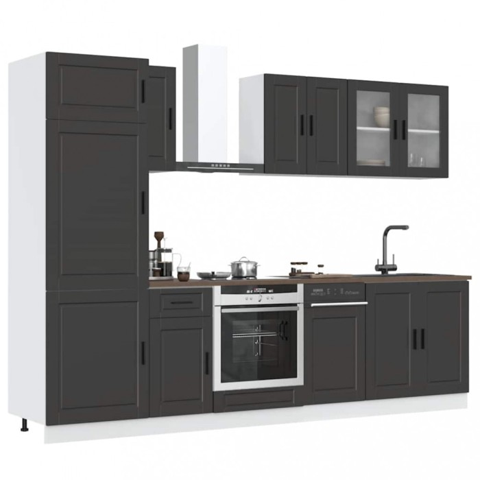 vidaXL Set dulap de bucătărie 8 piese &bdquo;Kalmar&rdquo; lemn negru prelucrat