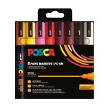 Set 8 markere UNI Posca PC-5M, varf rotund 1.8, 2.5 mm , culori calde