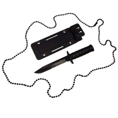 Cutit tactic de vanatoare DEPOX&reg;, Military Specialist, 10 cm, teaca cu lant inclusa, negru