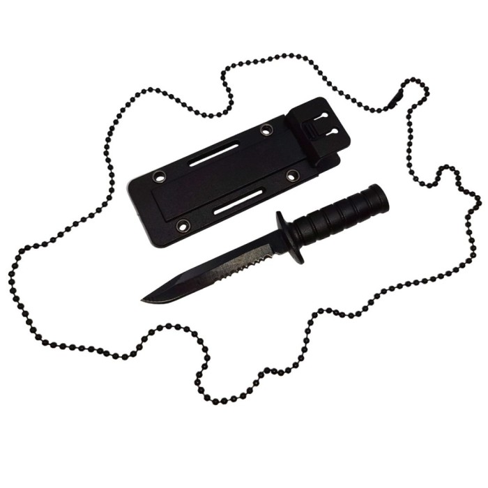 Cutit tactic de vanatoare DEPOX&reg;, Military Specialist, 10 cm, teaca cu lant inclusa, negru
