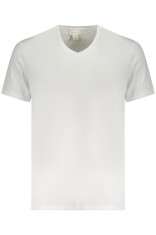 Calvin Klein Jeans Tricou barbati cu decolteu in V, cu logo brodat, Regular fit, Alb, M