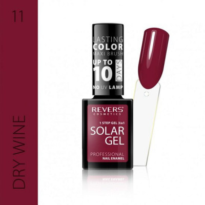 Lac de unghii Solar Gel, Revers, 12 ml, rosu inchis, nr 11, dry wine foto