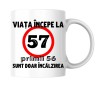 Cana alba personalizata - Viata incepe la 57 de ani, INOVATIX&reg;. 330 ml, Oem