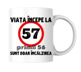 Cana alba personalizata - Viata incepe la 57 de ani, INOVATIX&reg;. 330 ml