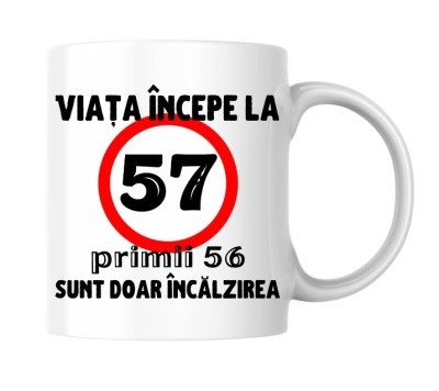 Cana alba personalizata - Viata incepe la 57 de ani, INOVATIX&amp;reg;. 330 ml foto