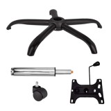 Cumpara ieftin Set placuta balans metalica 26 x 15 cm, baza 64 cm, rolă universală &Oslash;11 mm si cilindru piston, gaz, pentru scaune birou, argintiu, 35 cm
