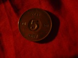 Moneda 5 ore Suedia 1956 Rege Gustav Adolf , cal. Buna, Europa