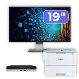 Pachet office second hand HP ProDesk 400 G4 Mini PC i3, monitor 19 inch si imprimanta