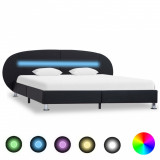 Cadru de pat cu LED, negru, 120 x 200 cm, piele ecologica GartenMobel Dekor, vidaXL