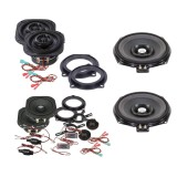 Pachet audio compus din 2 difuzoare componente, 2 difuzoare coaxiale, 2 subwoofere sub scaune, fara amplificator, dedicate BMW Seria E/F/G, cu inele s
