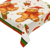 Masa de Craciun decorativă PEVA alb cu om de turta dulce și om de zapada, CMCLASS