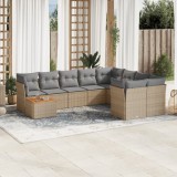VidaXL Set canapele de grădină cu perne, 10 piese, bej, poliratan