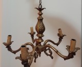 Antic candelabru din bronz masiv cu 5 brațe