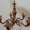 Antic candelabru din bronz masiv cu 5 brațe