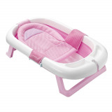 Cadita pliabila bebe cu plasa, 2 culori-roz, Timelesstools