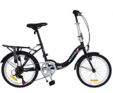 Bicicleta Pliabila Velors V2057A, Schimabtor Shimano Revoshift Tourney 7 Viteze, Roti 20inch, Frane V-Brake (Negru)