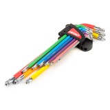 Set chei Torx extra lungi AMiO 9 piese din otel S2, finisare precisa, design ergonomic, cu geanta practic pentru service auto, biciclete si
