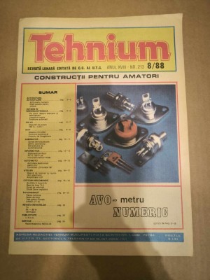 Revista Tehnium Nr 8 - (213) - anul 1988 - AVO-metru Numeric foto