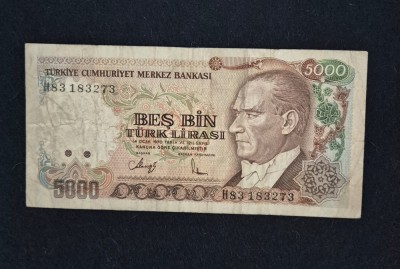 Bancnota 5000 LIRE Turcia 1970 foto