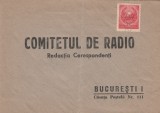1950 Romania - Plic antet Radiodifuziunea Romana, timbru perfin vertical RADIO