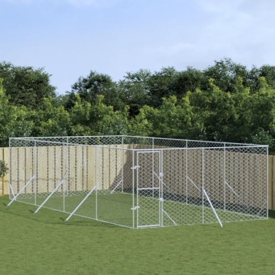Padoc de exterior pentru c&amp;acirc;ini argintiu 4x8x2 m oțel galvanizat foto