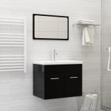 VidaXL Set mobilier de baie, negru extralucios, lemn prelucrat