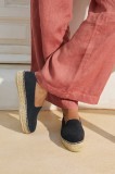 Manebi espadrile din piele &icirc;ntoarsă Hamptons Double Sole Espadrilles femei, culoarea negru, cu platforma, K 1.5 D0